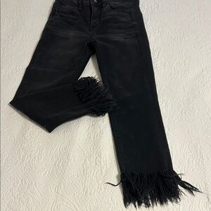 American Eagle Outfitters Black Fringe Hem Jeans